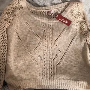 cream crochet sweater